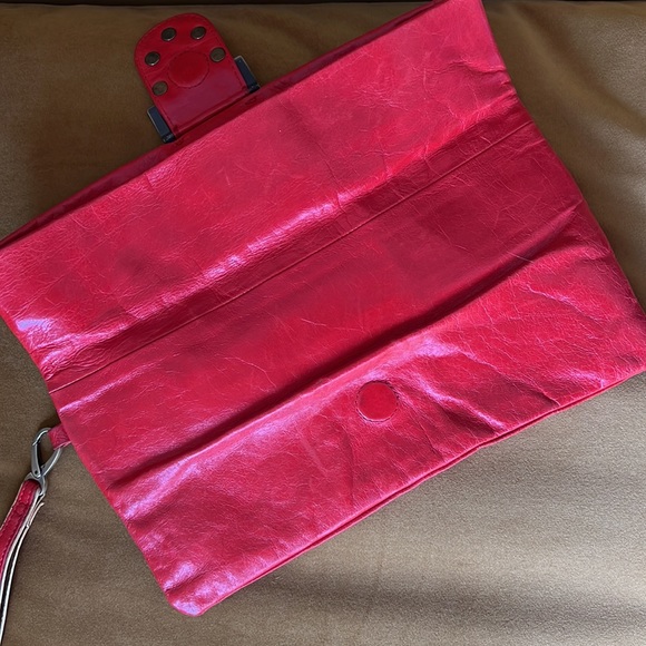 Studded Red Leather Clutch - Picture 3 of 5